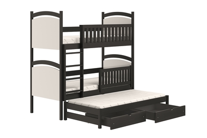 Łóżko piętrowe wysuwane z tablicą suchościeralną Amely - czarny, 80x190