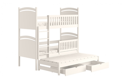 Łóżko piętrowe wysuwane z tablicą suchościeralną Amely - biały, 80x160
