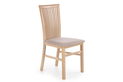 Krzesło drewniane Remin z tapicerowanym siedziskiem - beż / Inari 26 / dąb sonoma