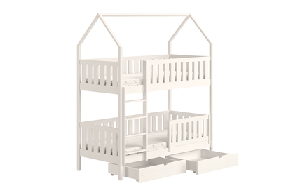 Łóżko dziecięce domek piętrowe Nemos - biały, 90x200
