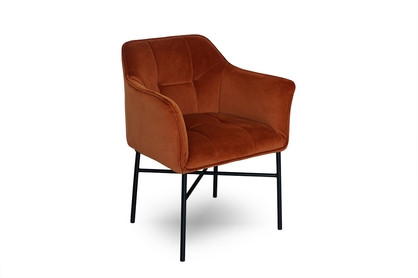 Krzesło tapicerowane z podłokietnikami Rozalio - rudy Salvador 14 / czarne nogi