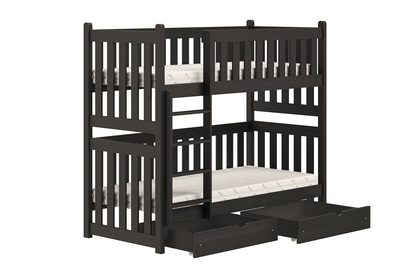 Łóżko dziecięce piętrowe Swen - czarny, 90x180