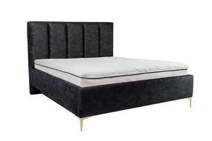 Tapicerowane łóżko sypialniane ze stelażem Klabi - 160x200, nogi złote