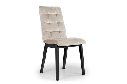 Krzesło drewniane Platinum 4 z tapicerowanym siedziskiem - beż Salvador 02 / czarne nogi