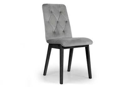 Krzesło drewniane Platinum 5 z tapicerowanym siedziskiem - szary Salvador 17 / czarne nogi