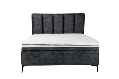 Łóżko sypialniane z tapicerowanym stelażem i pojemnikiem Klabi - 140x200, nogi czarne 