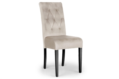 Krzesło tapicerowane Castello 5 z drewnianymi nogami - beż Salvador 02 / czarne nogi
