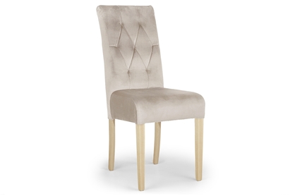 Krzesło tapicerowane Castello 5 z drewnianymi nogami - beż Salvador 02 / nogi buk