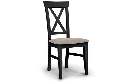 Krzesło drewniane z tapicerowanym siedziskiem i oparciem krzyżyk Retro - ciemny beż Gemma 11 / czarny