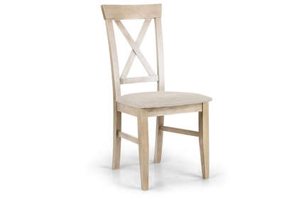 Krzesło drewniane z tapicerowanym siedziskiem i oparciem krzyżyk Retro - krem Inari 22 / buk