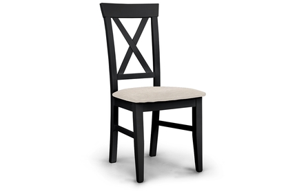 Krzesło drewniane z tapicerowanym siedziskiem i oparciem krzyżyk Retro - krem Inari 22 / czarny