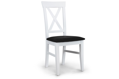 Krzesło drewniane z tapicerowanym siedziskiem i oparciem krzyżyk Retro - czarny Salvador 19 / biały