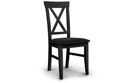 Krzesło drewniane z tapicerowanym siedziskiem i oparciem krzyżyk Retro - czarny Salvador 19 / czarny