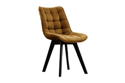 Krzesło tapicerowane Prato na drewnianych nogach - musztardowy Vena 2 / czarne nogi