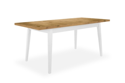 Stół rozkładany 120-160x80 cm Paris na drewnianych nogach - dąb lancelot / białe nogi