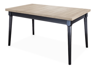 Stół rozkładany do jadalni 120-160x80 cm Ibiza na drewnianych nogach - dąb sonoma / czarne nogi