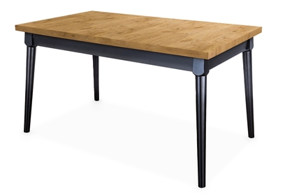 Stół rozkładany do jadalni 140-180x80 cm Ibiza na drewnianych nogach - dąb lancelot / czarne nogi 