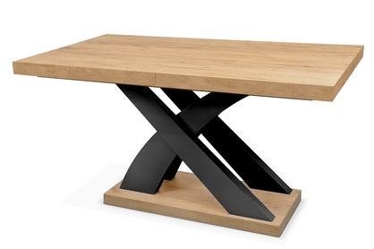 Stół rozkładany 140-220x80 cm Sydney z nogami w kształcie X - dąb craft / czarne nogi