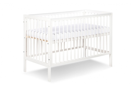 Drewniane łóżeczko dla niemowlaka z barierką Timi - biały, 120x60