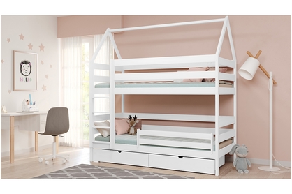 Łóżko dziecięce domek piętrowe Comfio - biały, 70x140 