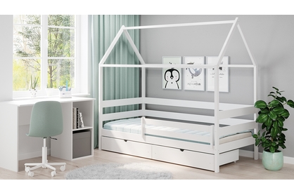 Łóżko dziecięce domek parterowe Comfio - biały, 70x140 