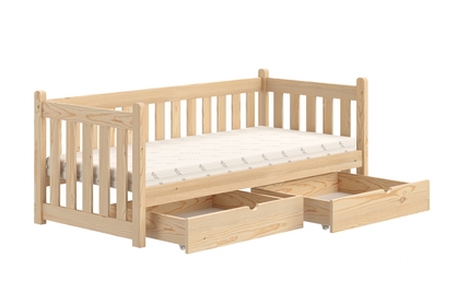Łóżko parterowe drewniane Swen - sosna, 80x160