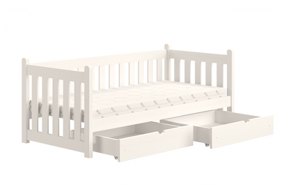 Łóżko parterowe drewniane Swen - biały, 80x180