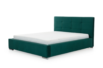 Łóżko sypialniane z pojemnikiem Elderio - zielony welur hydrofobowy Monolith 37, 160x200