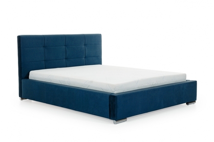 Tapicerowane łóżko sypialniane Elderio - granatowy welur hydrofobowy Monolith 77, 140x200