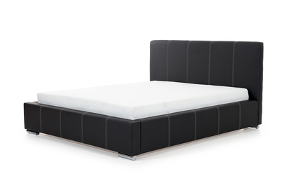 Tapicerowane łóżko sypialniane z pojemnikiem Lucia - czarna ekoskóra Soft 11, 160x200
