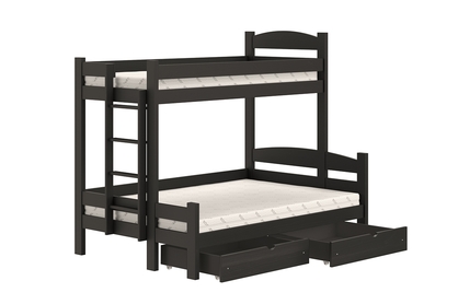 Łóżko piętrowe z szufladami Lovic lewostronne - czarny, 80x200/120x200 