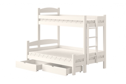 Łóżko piętrowe z szufladami Lovic prawostronne - biały, 80x200/120x200 