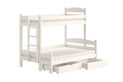 Łóżko piętrowe z szufladami Lovic lewostronne - biały, 90x200/140x200 