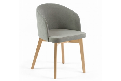 Krzesło tapicerowane Nerevio z drewnianymi nogami - Dream 26 / szary / nogi buk