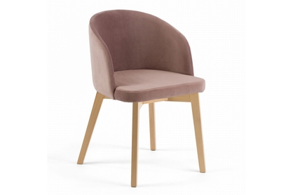 Krzesło tapicerowane Nerevio z drewnianymi nogami - Solo 254 / brudny róż / nogi buk