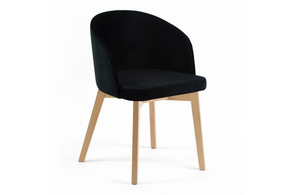 Krzesło tapicerowane Nerevio z drewnianymi nogami - Magic Velvet 2219 / czarny / nogi buk