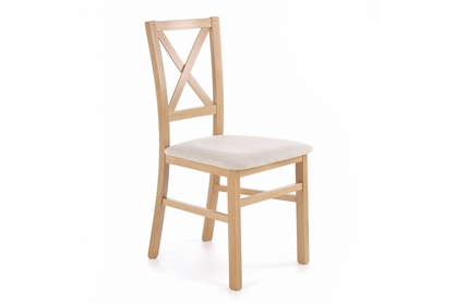 Krzesło drewniane Tucara z tapicerowanym siedziskiem - Inari 22 / beż / dąb riviera