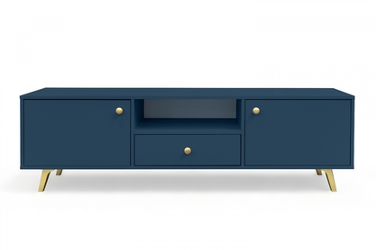 Dwudrzwiowa szafka RTV Siena z szufladą 160 cm - ciemny błękit