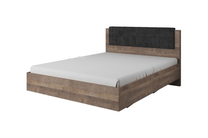 Łóżko sypialniane Moduzo z tapicerowanym zagłówkiem 160x200 - dąb sand grange/matera
