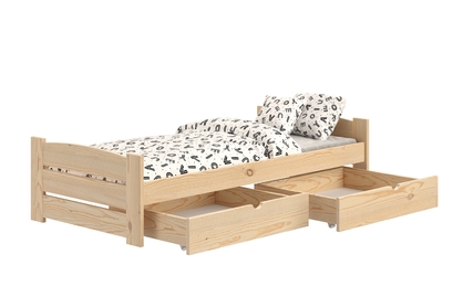 Łóżko dziecięce parterowe Sandio z szufladami - 80x160 / sosna