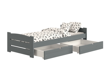 Łóżko dziecięce parterowe Sandio z szufladami - 70x140 / grafit 