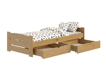 Łóżko dziecięce parterowe Sandio z szufladami - 90x180 / dąb