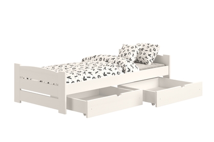 Łóżko dziecięce parterowe Sandio z szufladami - biały, 70x140 