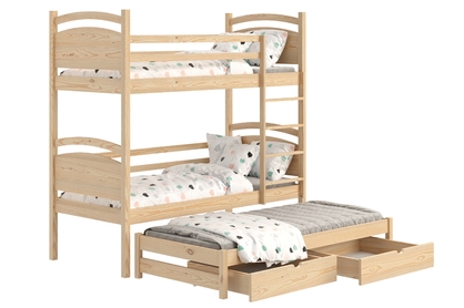Łóżko dziecięce piętrowe wysuwane Pinoki - 90x180 / sosna