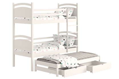 Łóżko dziecięce piętrowe wysuwane Pinoki - 90x180 / biały