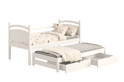 Łóżko dziecięce parterowe wysuwane Pinoki - 90x180 / biały