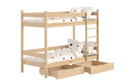 Łóżko dziecięce piętrowe z szufladami Fabrio - 90x180 / sosna