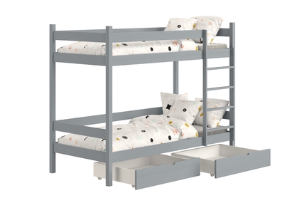 Łóżko dziecięce piętrowe z szufladami Fabrio - 70x140 / szary