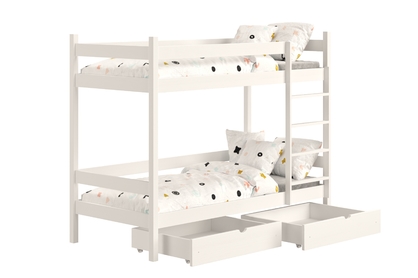 Łóżko dziecięce piętrowe z szufladami Fabrio - 70x140 / biały