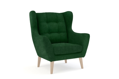 Fotel wypoczynkowy Henry - zielony welur Piano 26 / nogi buk